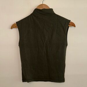 Madewell Funnelneck Cropped Muscle Tank Army Green